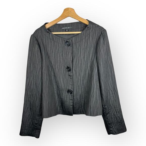 Lafayette 148 Womens size 14 Crinkle Textured Cropped Black Blazer Jacket - Picture 1 of 11
